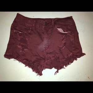 maroon jean shorts WORN ONCE